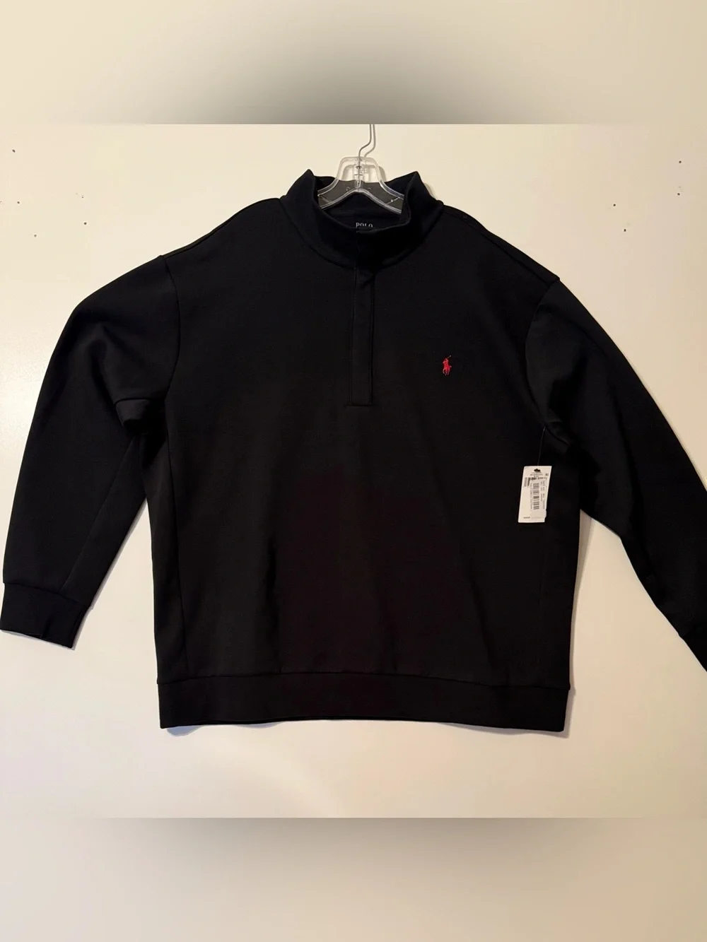 Polo by Ralph Lauren Black Half-Zip Sweatshirt with Red Pony
